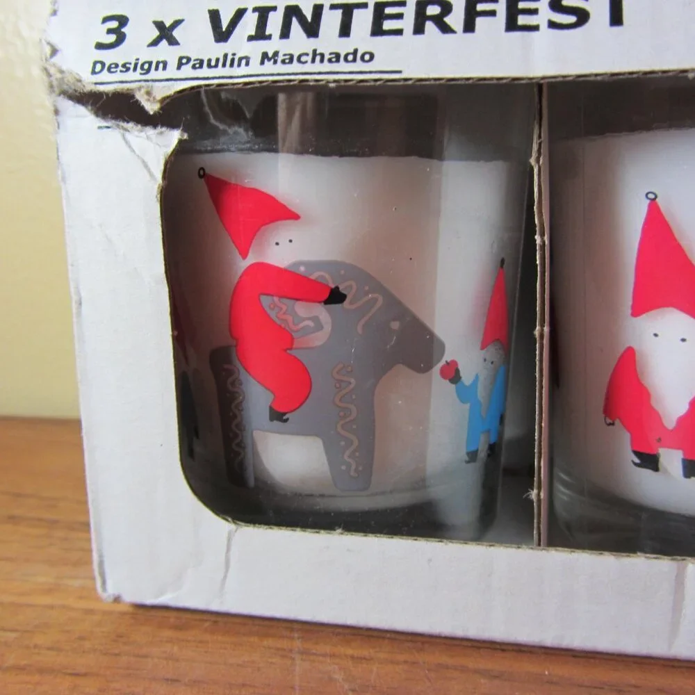 ikea vinterfest set of three scandi gnome candles NIB UNUSED(w3945)